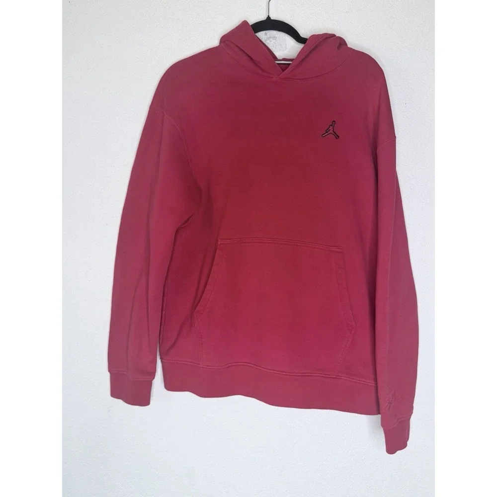 Jordan Nike Hoodie Mens Large Red Pullover Fleece Sweatshirt Jumpman Air Logo